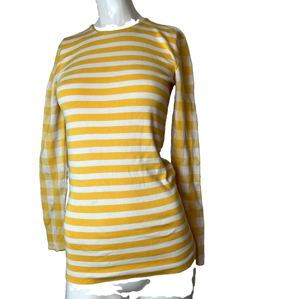 Stella McCartney Yellow & White Striped & Checked LS Shirt Size 44 us 8-10